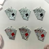 Colgantes de diamantes de imitación de la aleación de zinc, Poker, chapado en color de platina, unisexo & con diamantes de imitación, más colores para la opción, 39x38mm, Vendido por UD