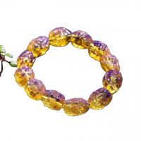 Amber Buddhist Beads Bracelet, Unisex, yellow .09 Inch 