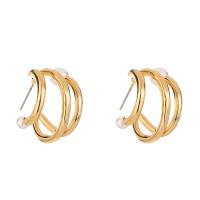 Kunststoff Perle Zink Legierung Ohrring, Zinklegierung, mit Kunststoff Perlen, KC goldfarben plattiert, Modeschmuck & für Frau, 13x22mm, verkauft von Paar