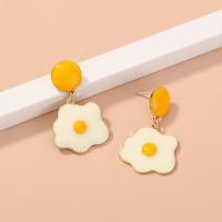 Enamel Zinc Alloy Drop Earring, Fried Egg, gold color plated, fashion jewelry & for woman 