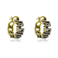 Zinc Alloy Rhinestone Hoop Earring, with Czech Rhinestone & Brass, antique gold color plated, fashion jewelry & for woman 