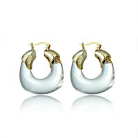 Resin Drop Earring, Brass, with Resin, 14K gold plated, fashion jewelry & for woman 