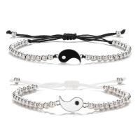 Enamel Zinc Alloy Bracelets, with Plastic, plated, ying yang & Unisex cm 