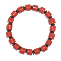 Fashion Cinnabar Bracelet, Column, Carved, Unisex, red Approx 