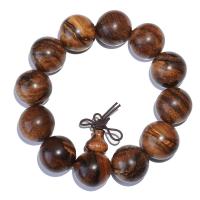 Hua Qinan Wood Bracelet, Round, anoint, Unisex brown 