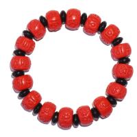 Мода Киноварь браслет, Столбик, полированный, Народный стиль & Женский, красный Приблизительно 16ПК/Strand, продается Strand
