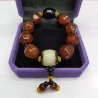 Tibetan Agate Bracelets, polished, Unisex & anti-fatigue, red, 16-18mm Approx 7.48 Inch 