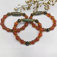 Tibetan Agate Bracelets, with Red Agate, barrel, polished, vintage & Unisex & anti-fatigue, red 10mm Approx 7.48 Inch 
