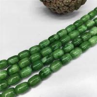 Kosmochlor+Jade Perle, Trommel, poliert, DIY, grün, 10x14mm, ca. 28PCs/Strang, verkauft von Strang