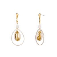 Seashell Earrings, Zinc Alloy, with Shell, Teardrop, plated, fashion jewelry & for woman & hollow 