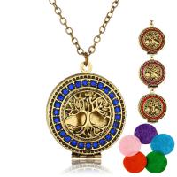Zinc Alloy Aromatherapy Necklace, Tree, antique bronze color plated, for woman & with rhinestone Approx 23.6 Inch 