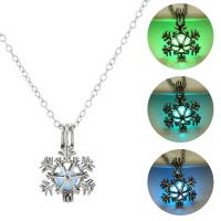Luminated Necklace, Zinc Alloy, with 1.96inch extender chain, Snowflake, platinum color plated, oval chain & for woman & hollow Approx 17.7 Inch 