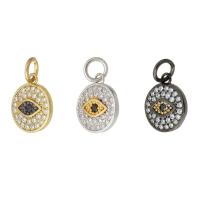 Cubic Zirconia Micro Pave Brass Pendant, Flat Round, plated, evil eye pattern & micro pave cubic zirconia Approx 3mm 