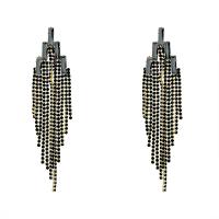 Fashion Fringe Earrings, Brass, 14K gold plated, fashion jewelry & micro pave cubic zirconia & for woman 
