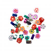 Flower Polymer Clay Beads, printing, DIY, mixed colors, 10-30mm 