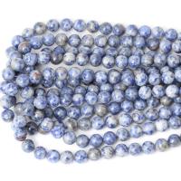 Blauer Fleck Perlen, blauer Punkt, rund, poliert, DIY, gemischte Farben, Länge:38 cm, verkauft von Strang
