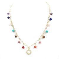 Gemstone Necklaces, Natural Stone, with Zinc Alloy, Unisex, mixed colors cm 