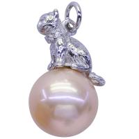 Sterling Silber Perlenkette, 925er Sterling Silber, mit Natürliche kultivierte Süßwasserperlen, plattiert, für Frau, Silberfarbe, 12x11mm, Länge:45 cm, verkauft von PC