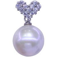 Sterling Silber Perlenkette, 925er Sterling Silber, mit Natürliche kultivierte Süßwasserperlen, plattiert, für Frau & mit Strass, Silberfarbe, 9x8mm, Länge:45 cm, verkauft von PC