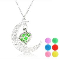 Zinc Alloy Aromatherapy Necklace, Moon, platinum color plated, oval chain & for woman & hollow Approx 23.6 Inch 
