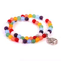 Gemstone Bracelets, with Stainless Steel, Flat Round, Unisex 6mm Approx 13.4 Inch 
