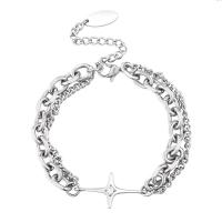 Stainless Steel Charm Bracelet, 316L Stainless Steel, with 1.96inch extender chain, Unisex & with rhinestone, original color Approx 7 Inch 