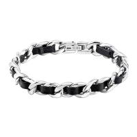 Stainless Steel Chain Bracelets, 316L Stainless Steel, with PU Leather, Unisex 7.7mm 