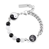 316L Stainless Steel, fashion jewelry & ying yang & Unisex, original color, 16mm, 15.2mm, 8mm Approx 7 Inch 