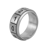 Stainless Steel Finger Ring, 316L Stainless Steel, Unisex & with number pattern original color, 7.5mm,  1.8mm, US Ring 