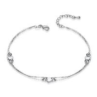Brass Anklet, silver color plated & for woman 
