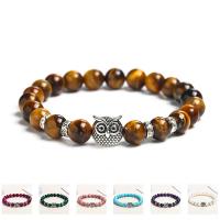 Gemstone Bracelets, with zinc alloy bead & Unisex & micro pave cubic zirconia Approx 8.26 Inch 