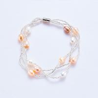 Cultured Freshwater Pearl Bracelets, with Seedbead, for woman, two different colored Approx 7.48 Inch 