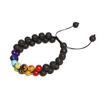 Lava Bead Bracelet, with Polyester Cord, Adjustable & for woman 8mm Approx 7.6 Inch 