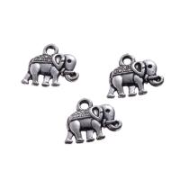 Zinklegierung Tier Anhänger, Elephant, Silberfarbe, 12x14x2mm, verkauft von Tasche