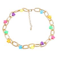 Resin Zinc Alloy Necklace, with Resin, with 2.91 extender chain, fashion jewelry & for woman, multi-colored .25 Inch 