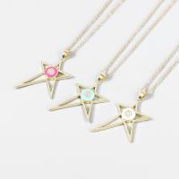 Brass Jewelry Necklace, with 2.04 extender chain, Star, fashion jewelry & for woman & enamel 50mm .99 Inch 