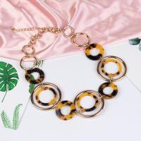 Acetate Necklace, with Zinc Alloy, with 2.76Inch extender chain, Donut, gold color plated, for woman, coffee color, 46mm Approx 17.32 Inch 