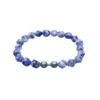 Gemstone Bracelets, Blue Speckle Stone, Round, Star Cut Faceted & Unisex, blue, 8mm Approx 7.87 Inch 