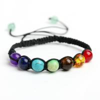 Gemstone Bracelets, Natural Stone, Round, vintage & Unisex, multi-colored, 8mm Approx 8.07 Inch 