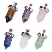 Mixed Gemstone Pendants, with Zinc Alloy, silver color plated 
