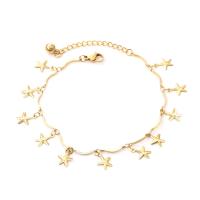Stainless Steel Anklets Jewelry, 304 Stainless Steel, with 1.97inch extender chain, Vacuum Ion Plating, fashion jewelry & for woman, gold, 6mm,8*11mm Approx 7.87 Inch 