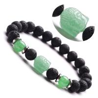 Gemstone Bracelets, Lava, with Gemstone, Buddha & Unisex Approx 7 Inch 