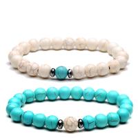 Gemstone Bracelets, Howlite, with turquoise, Round, Unisex 8mm Approx 7.3 Inch 