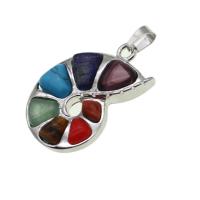 Mixed Gemstone Pendants, with Zinc Alloy, mixed colors 