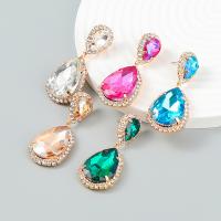 Zinc Alloy Rhinestone Drop Earring, fashion jewelry & for woman & with glass rhinestone & with rhinestone 