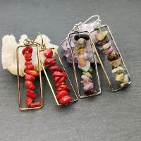 Gemstone Drop Earring, Zinc Alloy, with Tourmaline, Rectangle, plated, vintage & for woman 