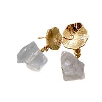Klarer Quarz Tropfen Ohrring, mit Zinklegierung, goldfarben plattiert, für Frau, klar, 16x36mm, verkauft von Paar