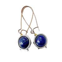 Lapis lazuli Boucle d'oreille goutte, avec alliage de zinc, Rond, Placage, Vintage & pour femme, bleu Vendu par paire