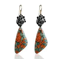 Unakite Drop Earring, with Zinc Alloy, Triangle, plated, vintage & for woman, multi-colored 