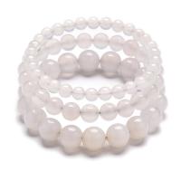 White Agate Bracelet, Round, Unisex 
